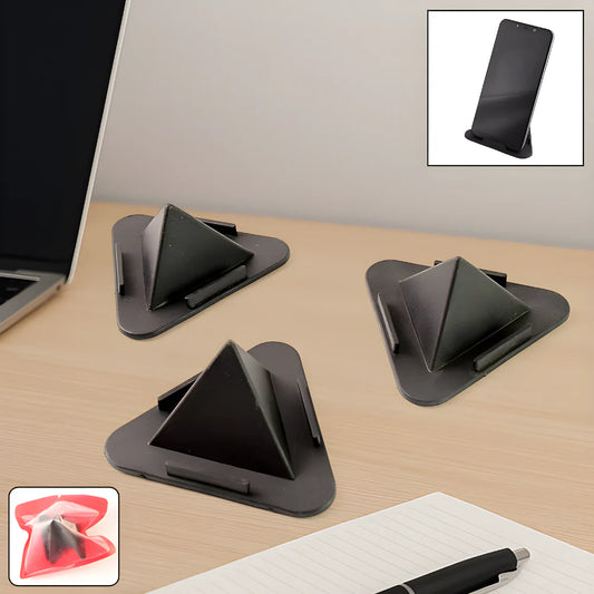 Pyramid mobile phone holder set with three angled dark stands