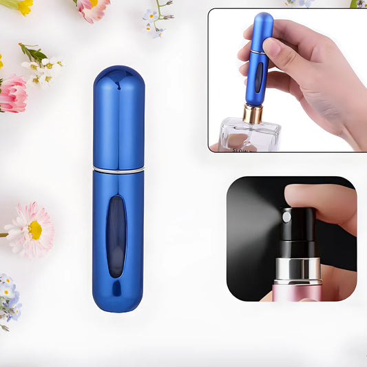 Refillable blue perfume atomizer bottle with pump sprayer