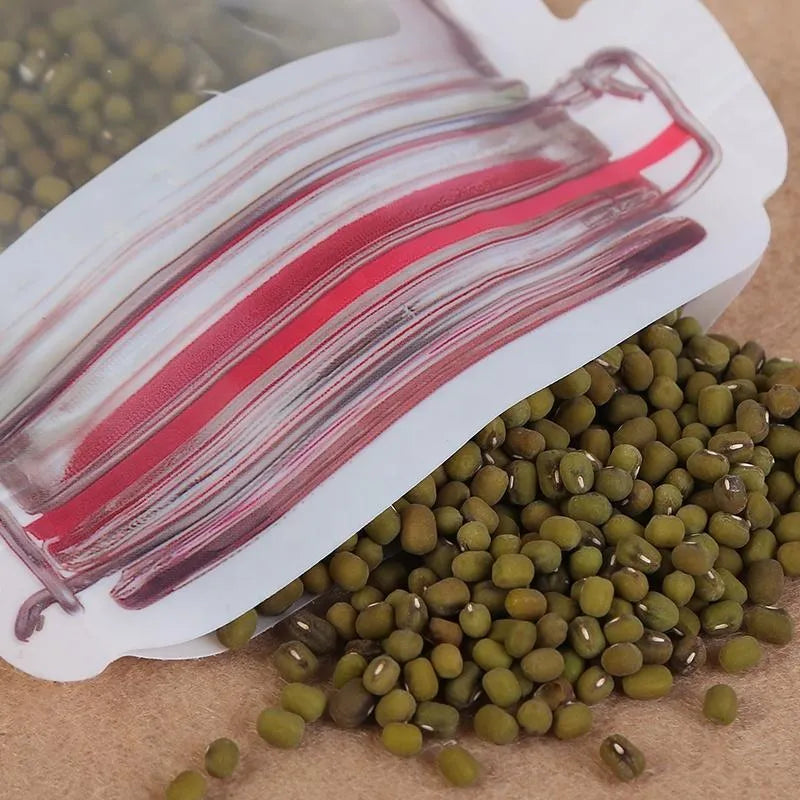 Transparent airtight ziplock pouch with red zip closure