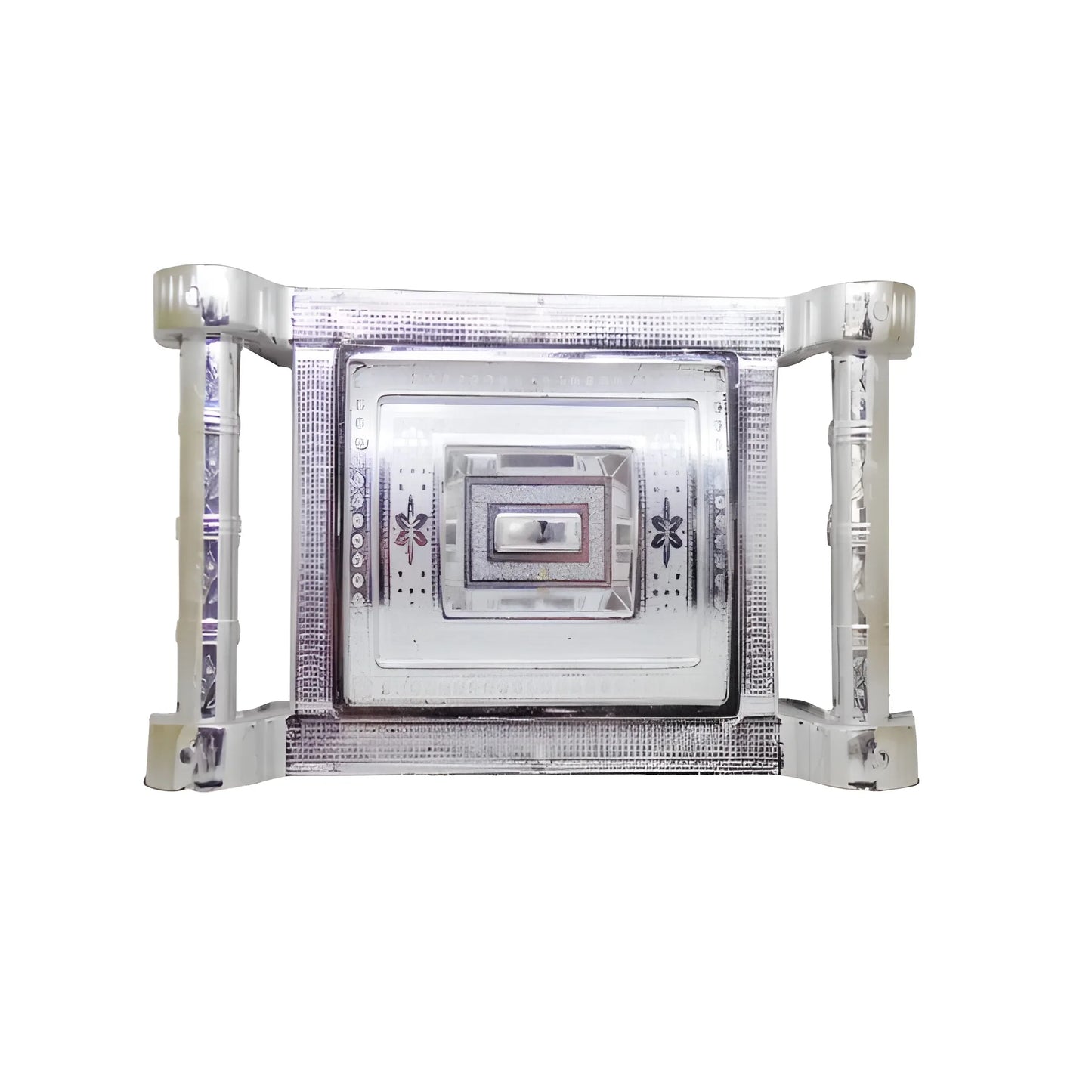 Silver heirloom tray with engraved square center and fluted side posts