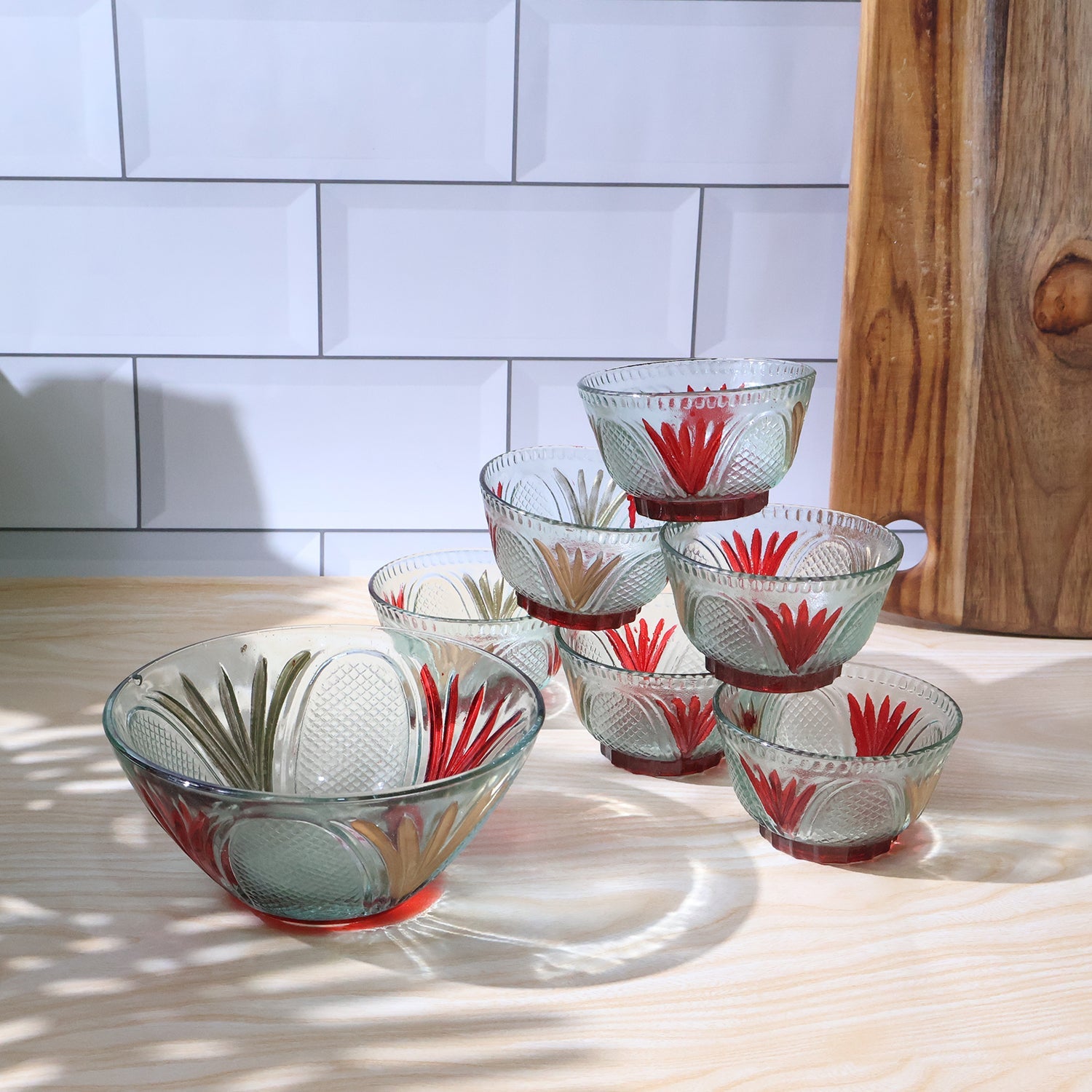 Rose Glass Bowl Set