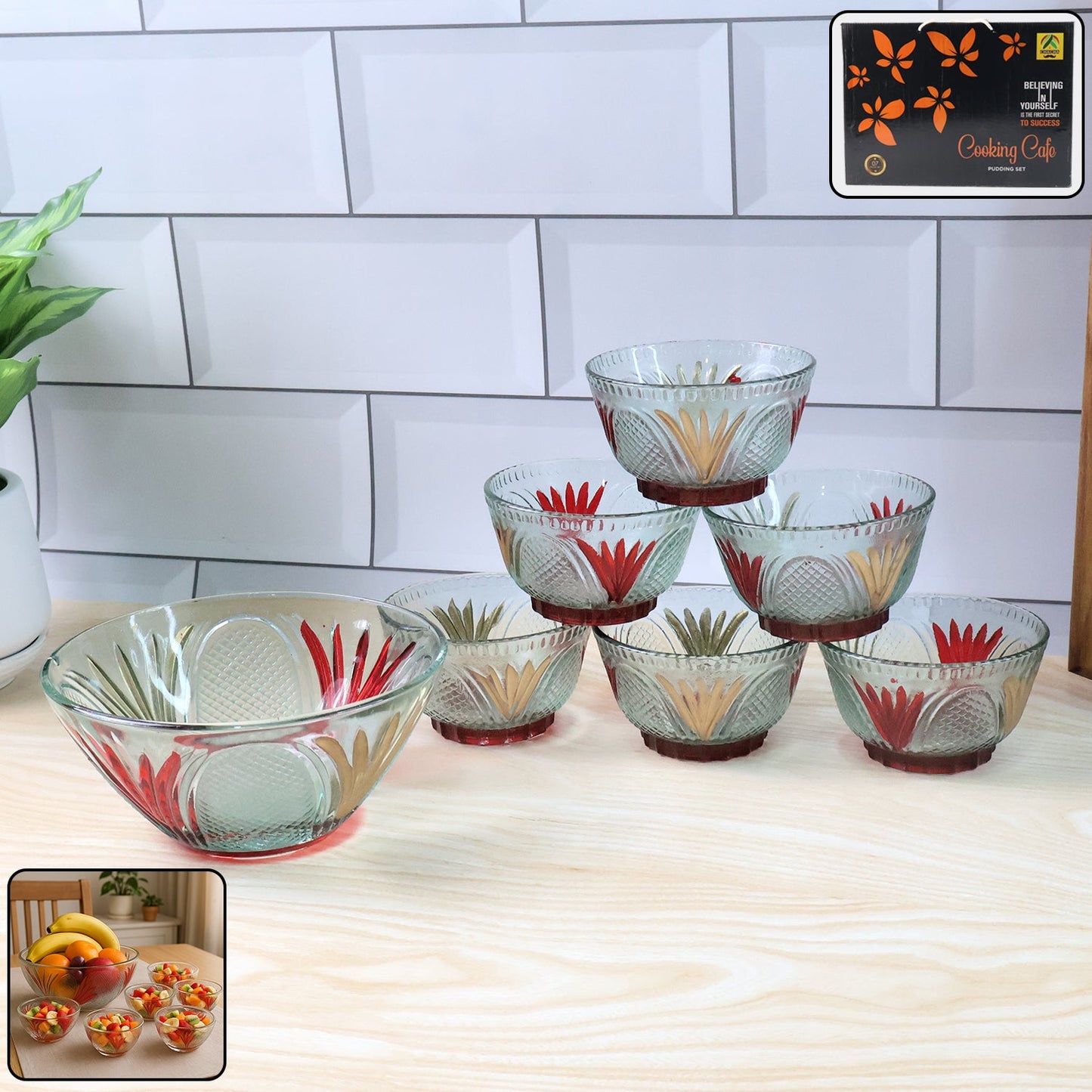 Rose Glass Bowl Set