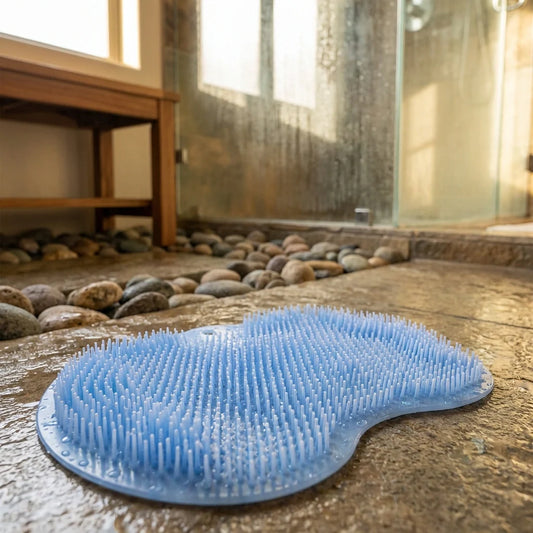 Blue silicone foot massage cushion with massage spikes