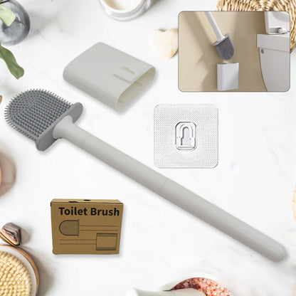 Portable Silicone Toilet Brush With Holder
