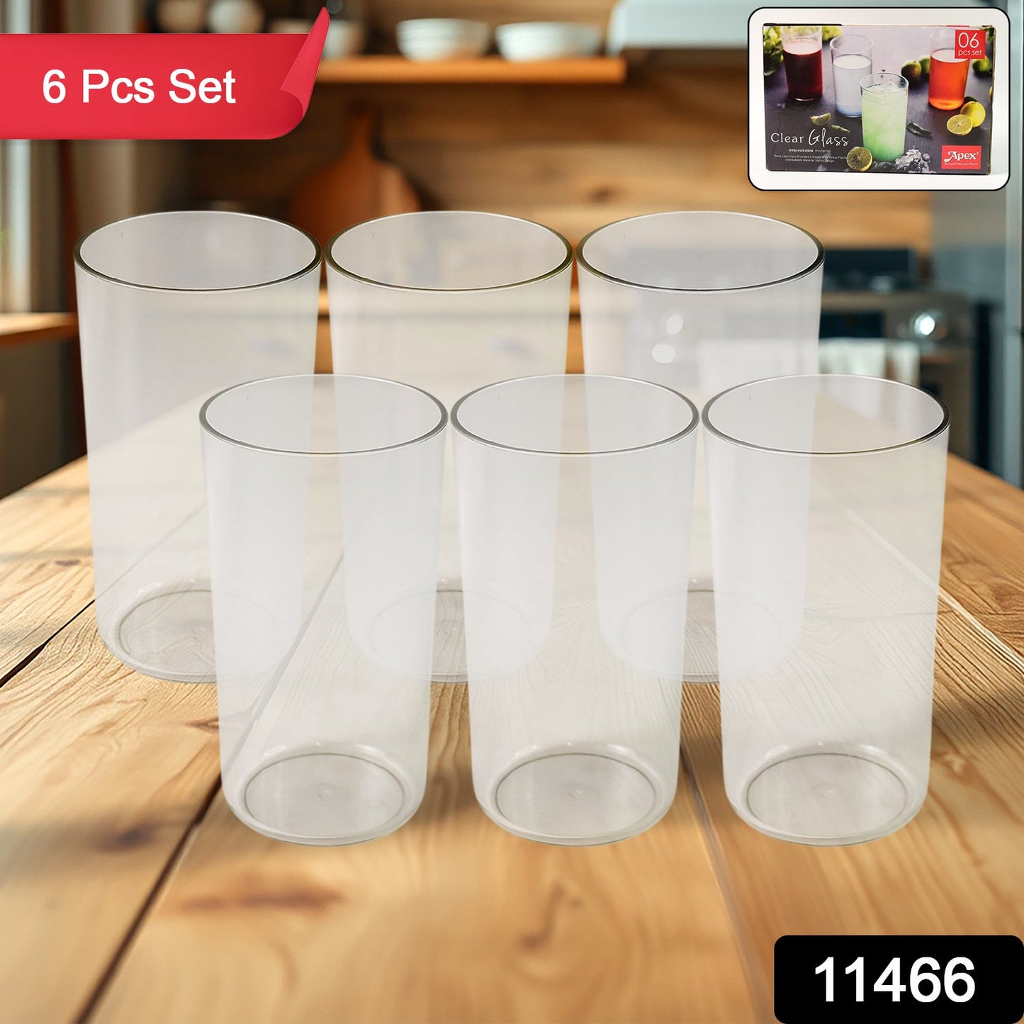 Clear 6-Piece Plastic Tumbler Set