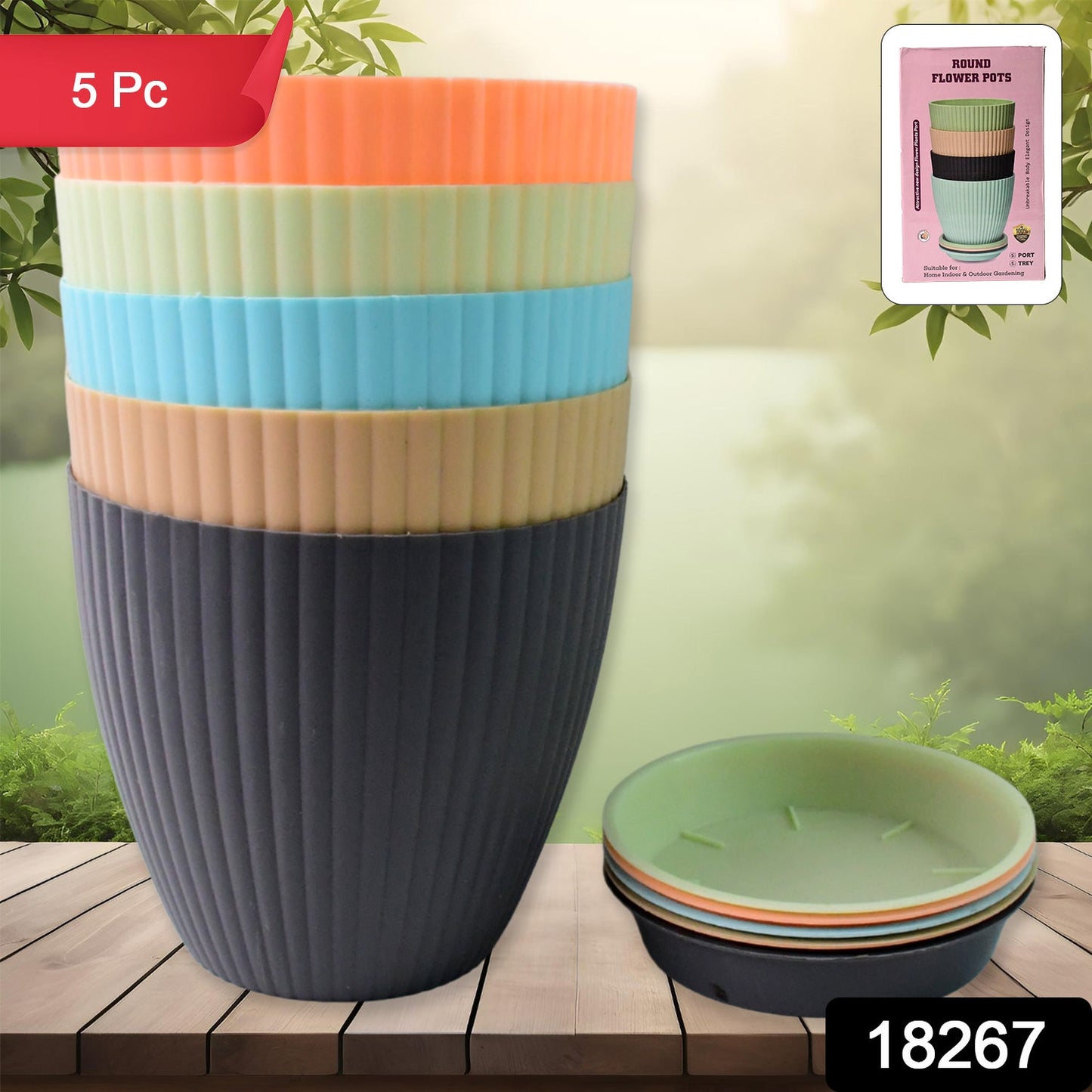 Plastic Flower Pot With Bottom Tray