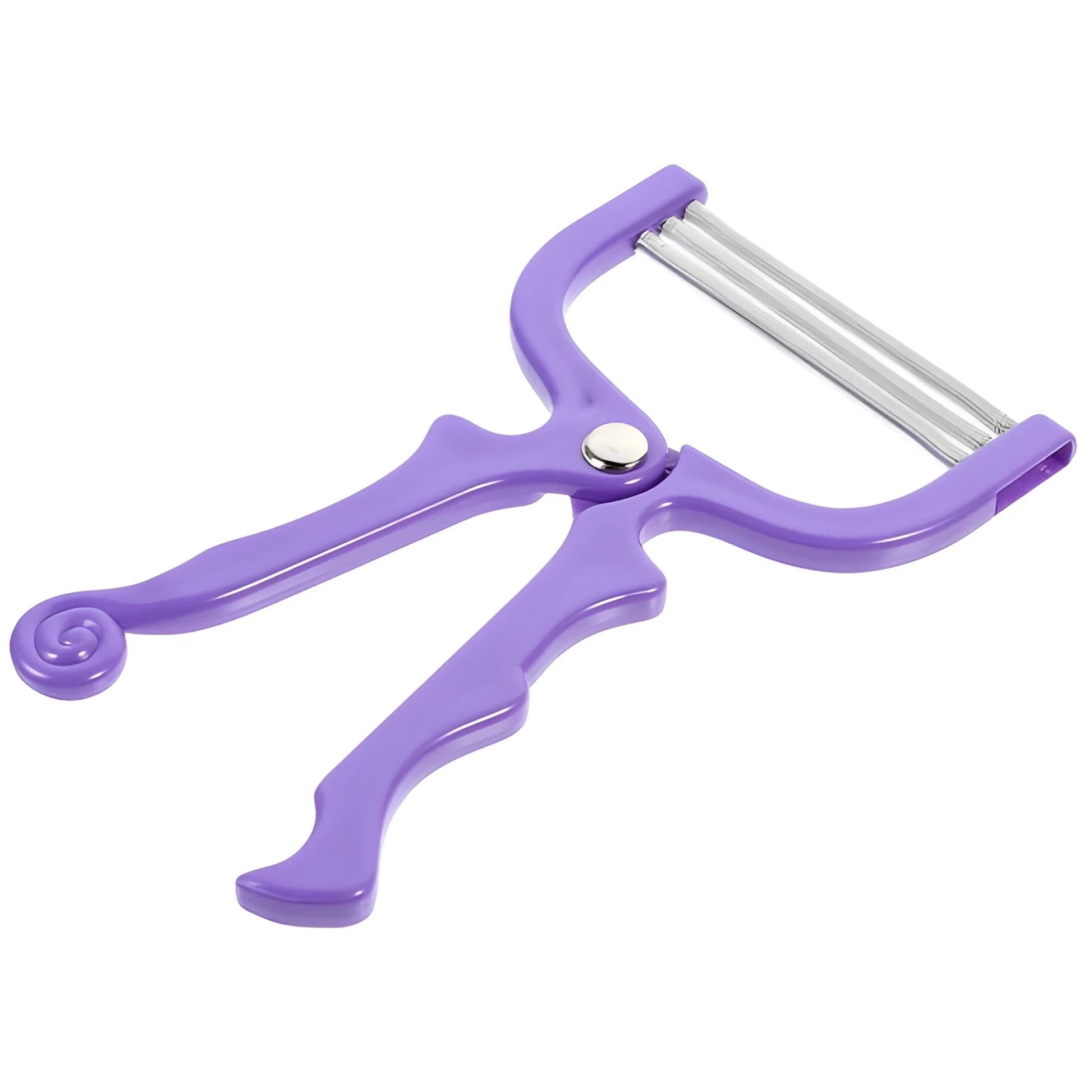 Purple spring facial hair remover razor with twin blades and hand lever