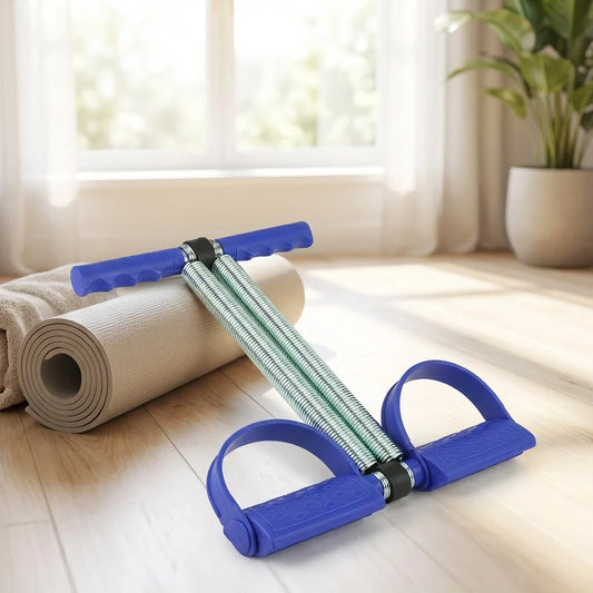 Rope resistance band with spring core and blue handles