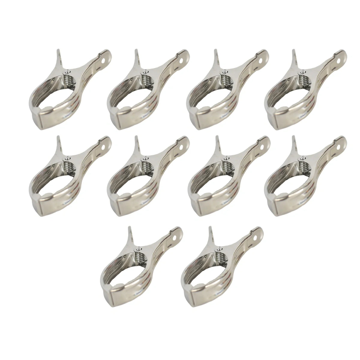 Stainless steel clothespin clips with spring jaws
