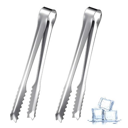 Stainless steel serving tongs with serrated tips