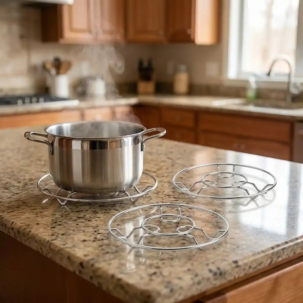 Stainless steel wire hot pot stand set of 3 with three pot stands