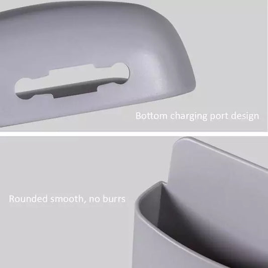 Stick-on phone case with bottom charging port, rounded smooth cutout