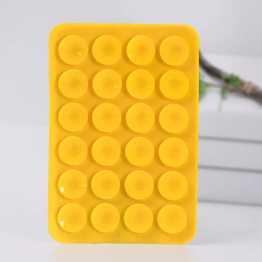 Yellow square suction phone holder pad with 16 round suction cups