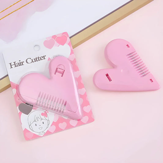 Pink hair cutting shears with comb guard and protective cover, blister pack
