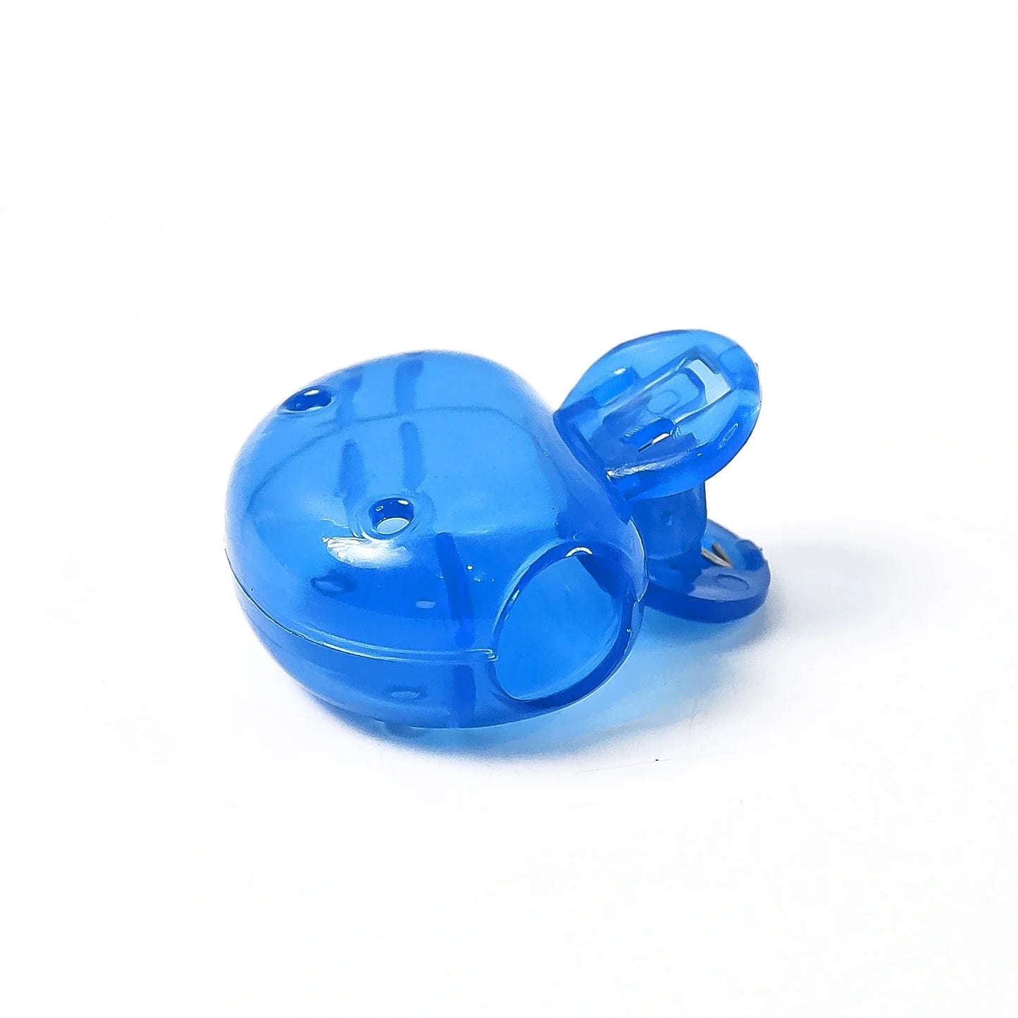 Blue plastic toothbrush head cap with snap-on clip
