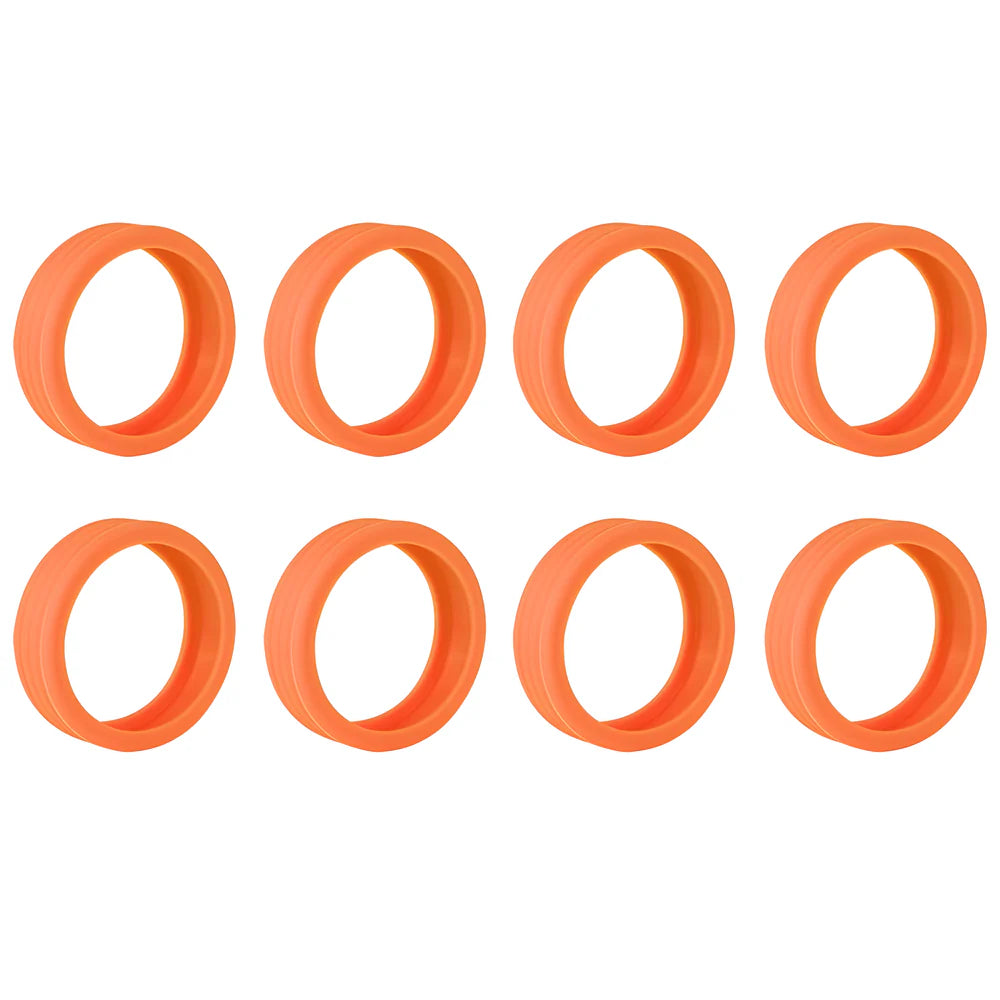 Orange travel wheel cover set, eight circular wheel covers