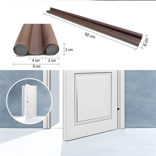 Brown door draft stopper guard with flexible rubber seal for bottom gap