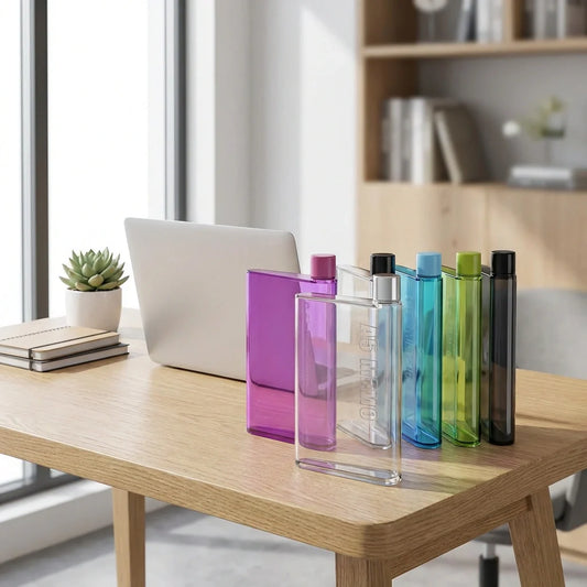 Ultra-slim water bottle, multicolor translucent bottles with screw caps