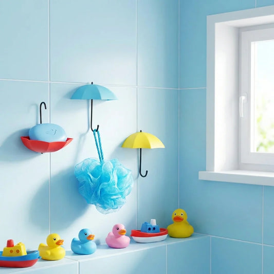 Umbrella-shaped wall hooks, black metal hooks with umbrella-shaped ends