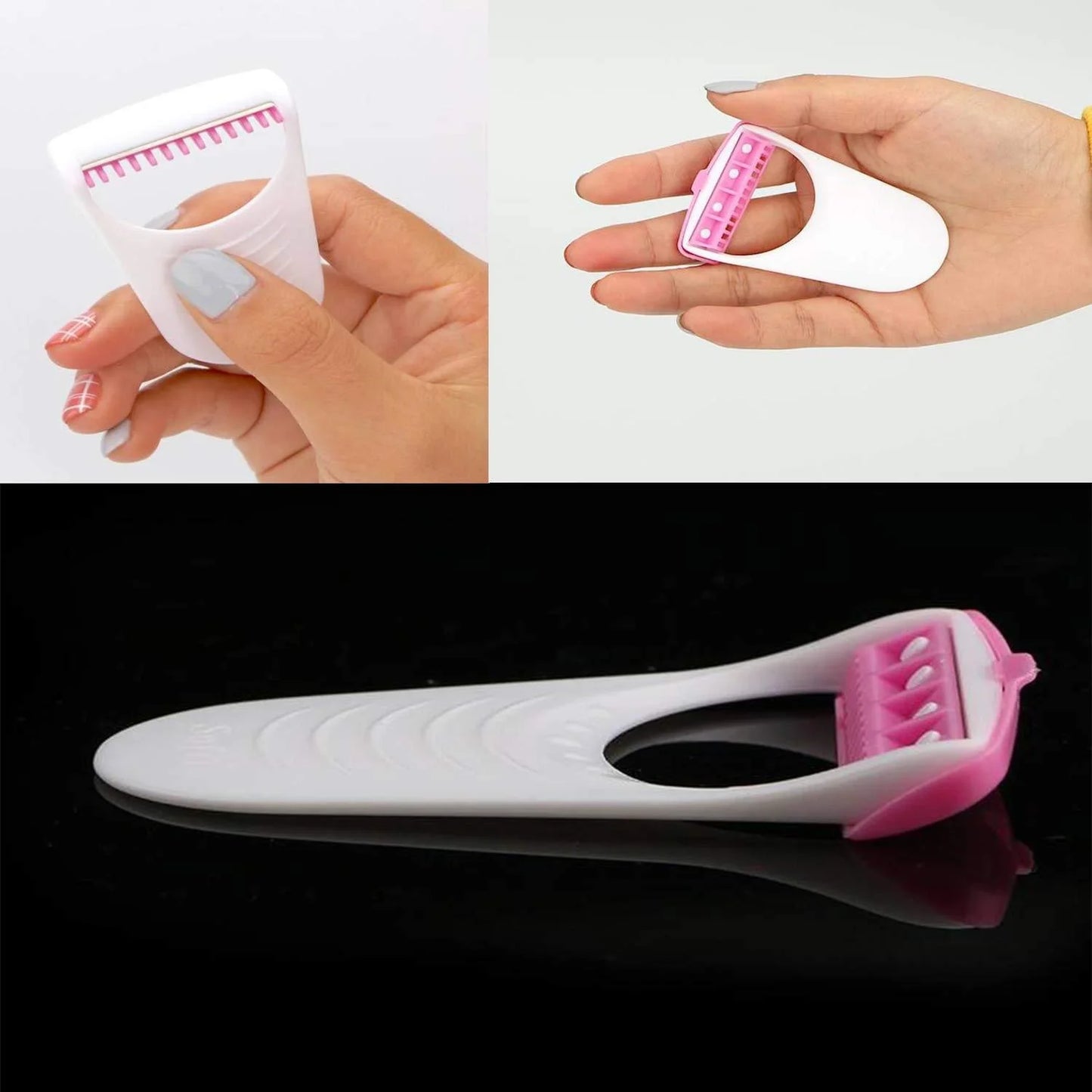 Unisex body razor with pink pivot head and white handle