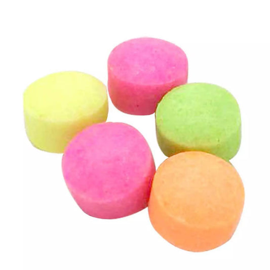 Urinal sani cubes, pink yellow green and orange scented blocks