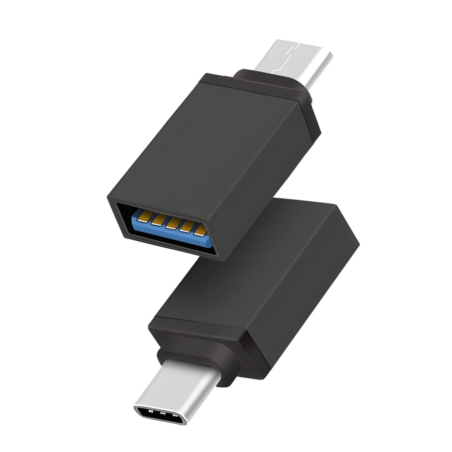 USB-C to Micro OTG adapter, black, with USB-C plug and micro USB port