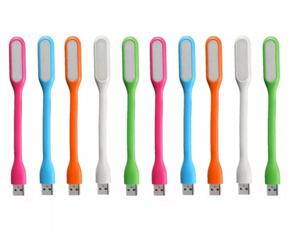 USB LED desk lamps in assorted pink, blue, orange, gray, and green colors
