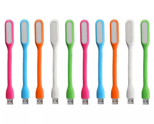 USB LED desk lamps in assorted pink, blue, orange, gray, and green colors