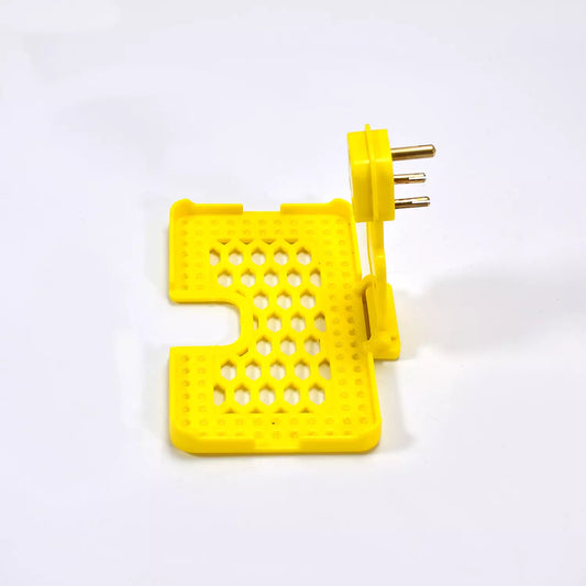Yellow wall phone charger holder with two-pin plug