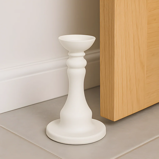 White washer door holder with round base and fluted stem