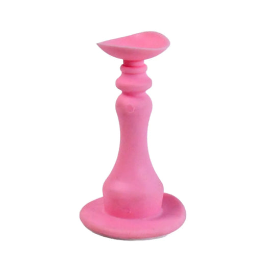 Pink washer door stopper with round base and flat top