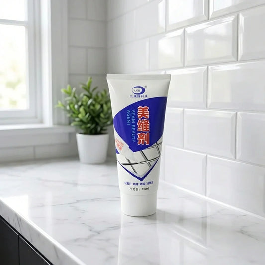 Waterproof tile gap sealant tube, cream caulk in plastic dispenser