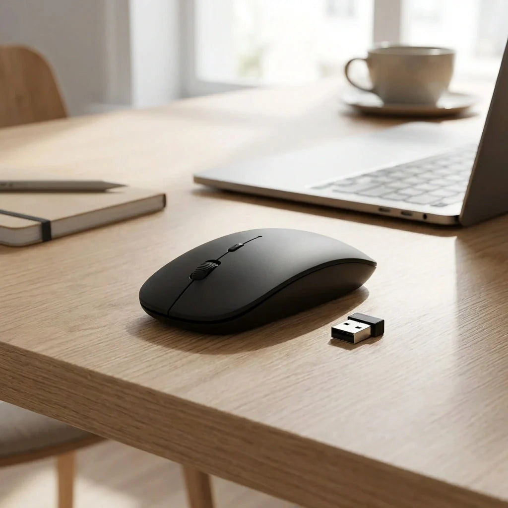 Wireless mouse for laptop, dark gray, with USB receiver