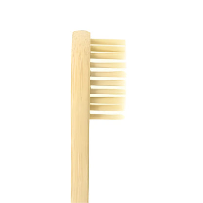 Bamboo toothbrush with light bristle head and straight wooden handle