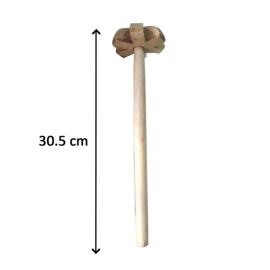 Wooden blender with cross-shaped wooden beater and long handle