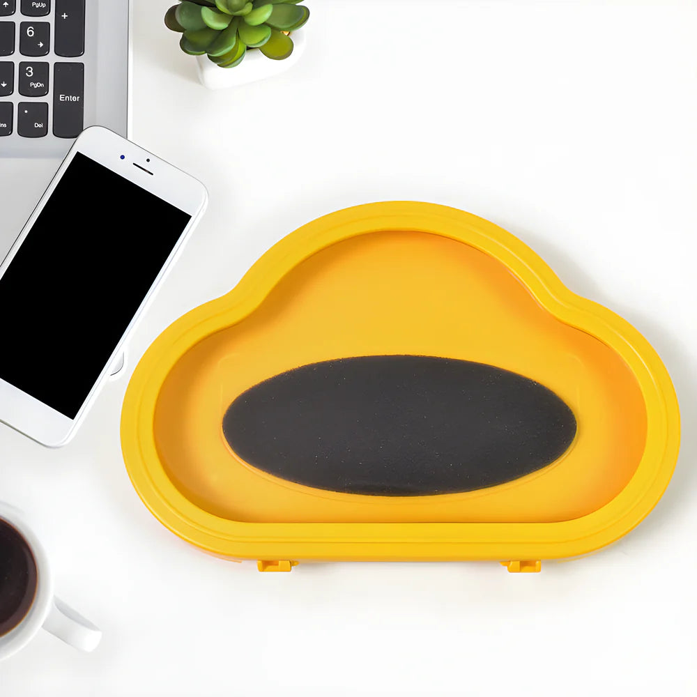 Yellow waterproof phone mount with oval cradle tray for phone